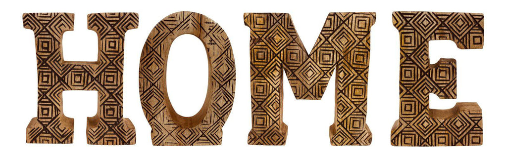 Hand Carved Wooden Geometric Letters Home - Price Crash Furniture