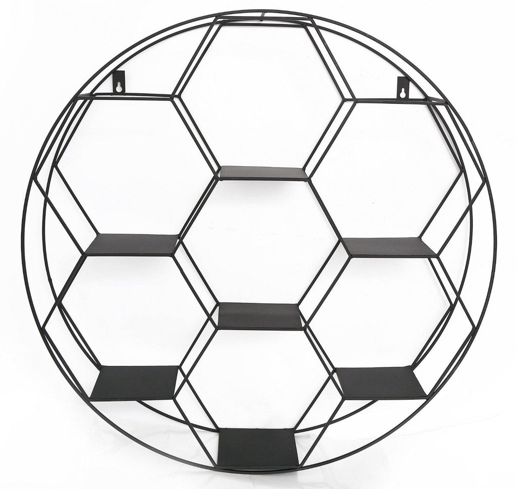 Hexagon Cut Round Wire Wall Shelf 67cm - Price Crash Furniture