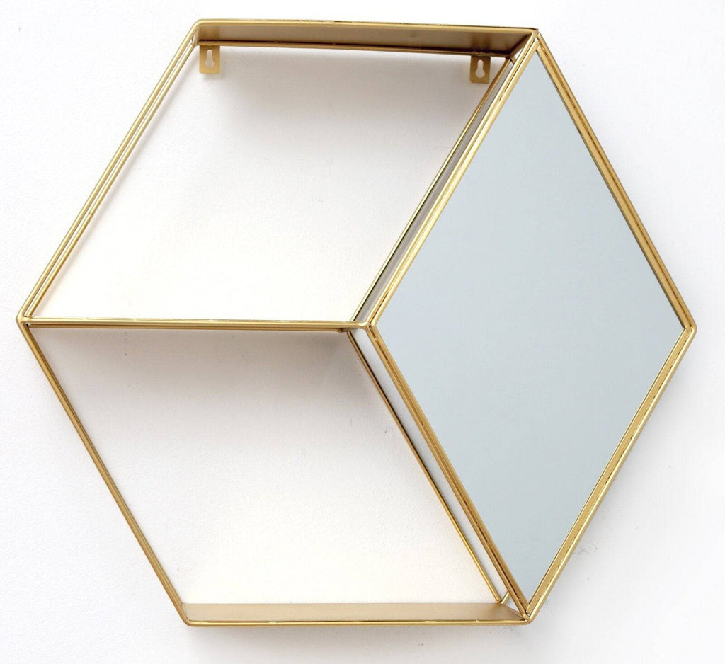 Hexagon Golden Mirror Unit - Price Crash Furniture