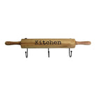 Kitchen Wall Hooks, 4 Hooks with a Rolling Pin Design - Price Crash Furniture