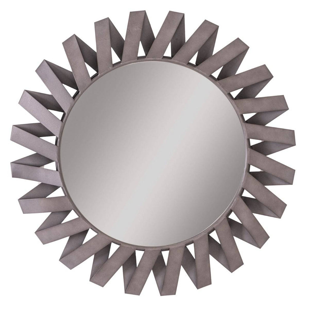 Large Round Metal Window Mirror In Black - Price Crash Furniture