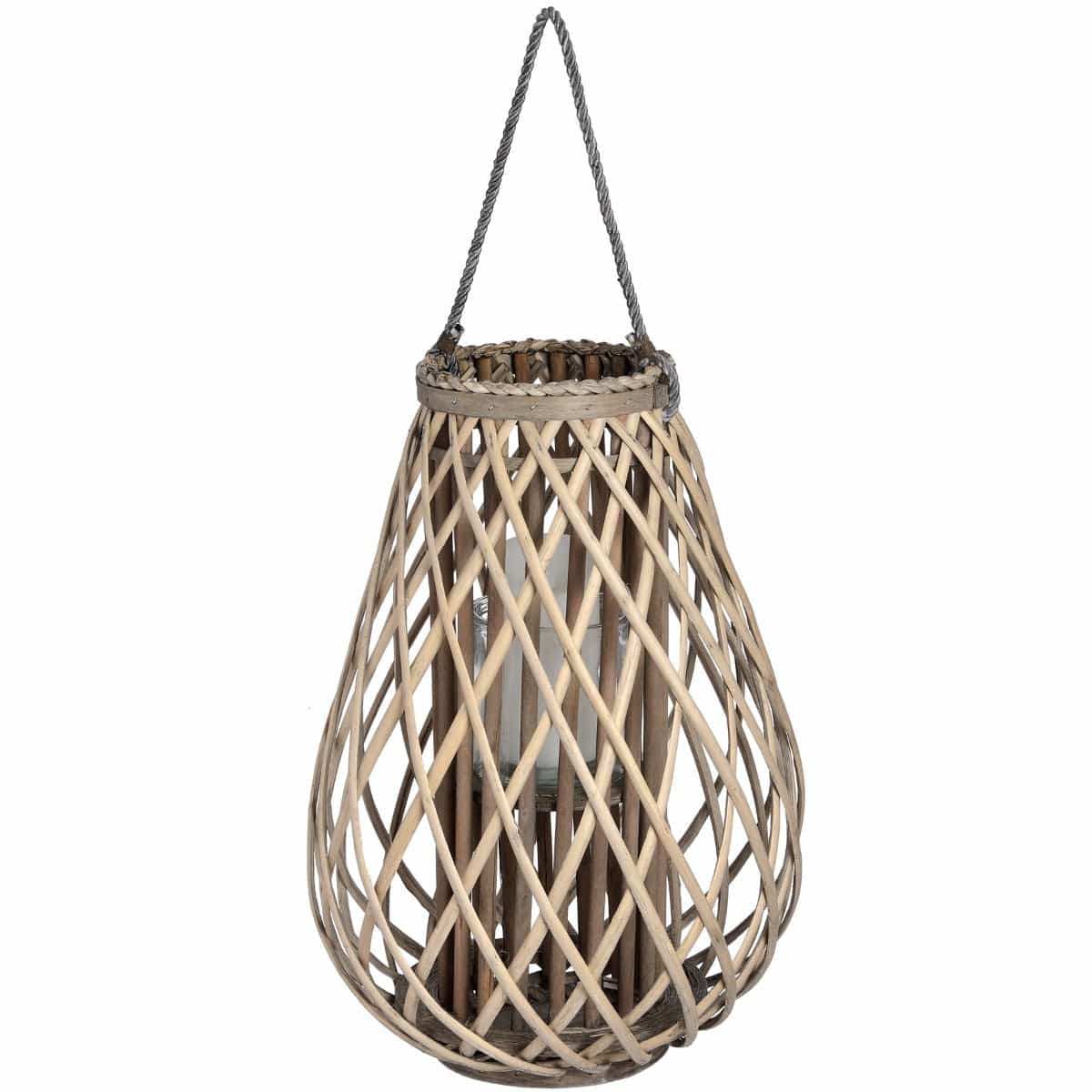 Large Wicker Bulbous Lantern - Price Crash Furniture