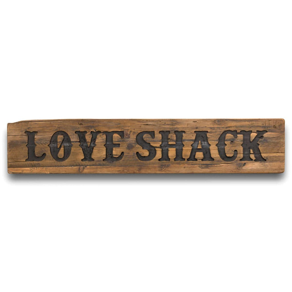 Love Shack Rustic Wooden Message Plaque - Price Crash Furniture