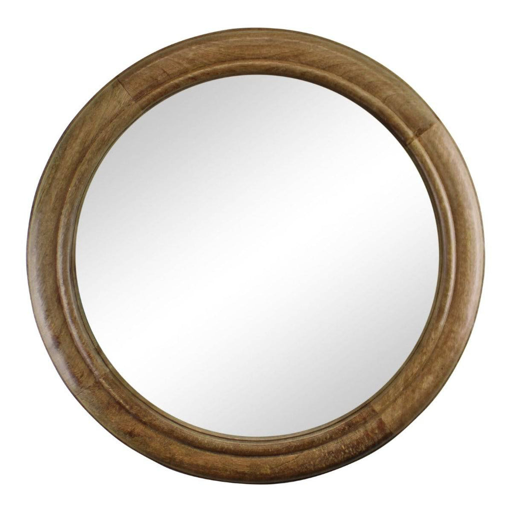 Mango Wood Circular Wall Mirror, 53cm - Price Crash Furniture