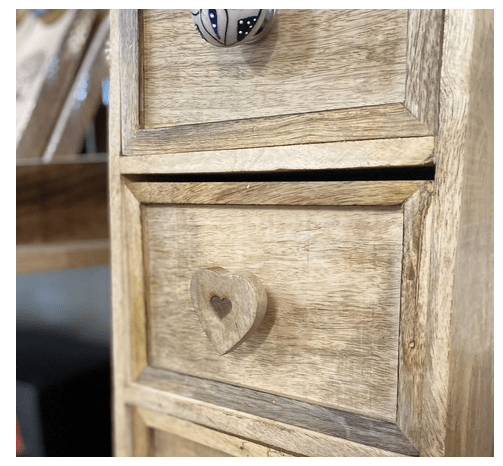 Mango Wood Heart Drawer or Door Knob - Price Crash Furniture