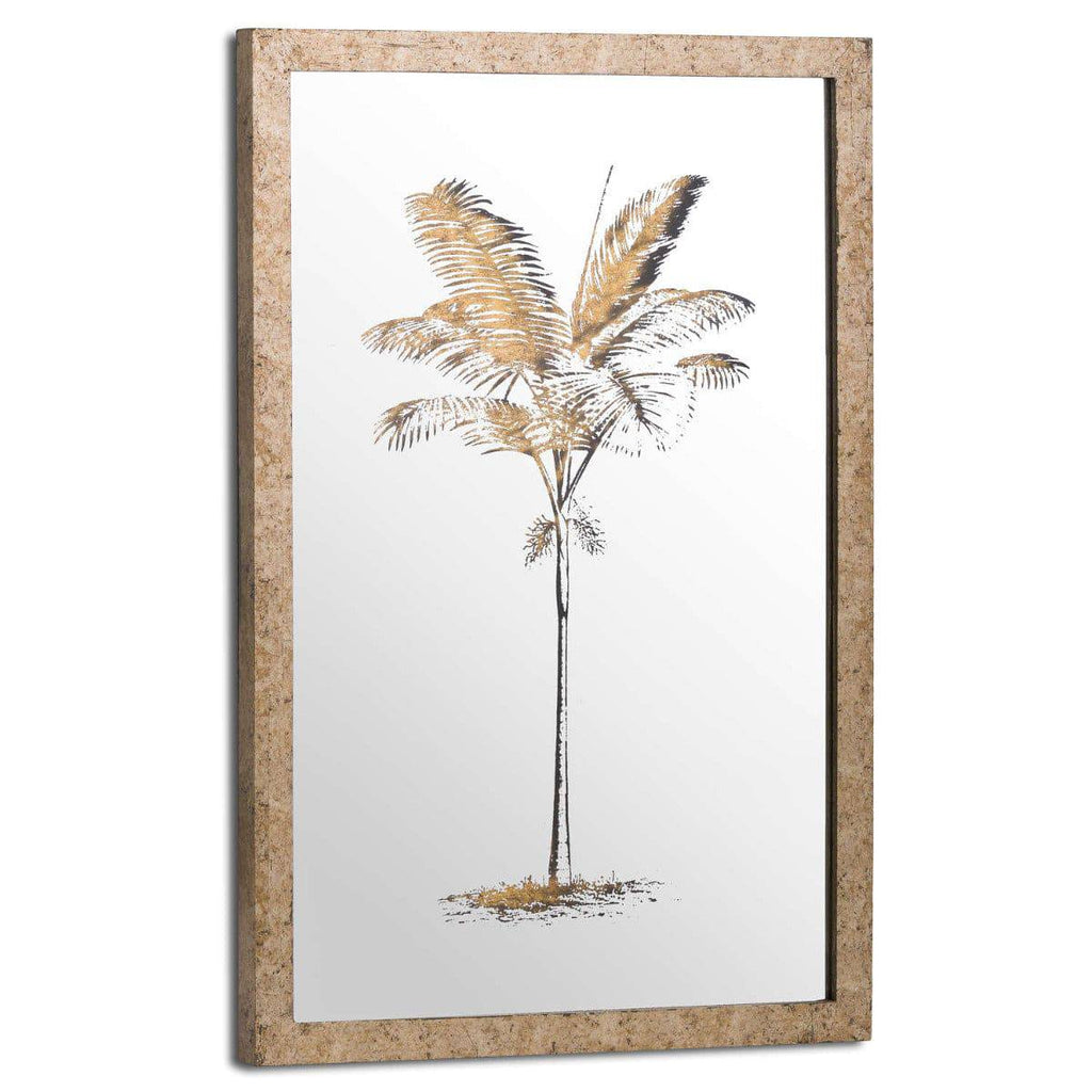 Metallic Mirrored Brass Palm Wall Art - Price Crash Furniture