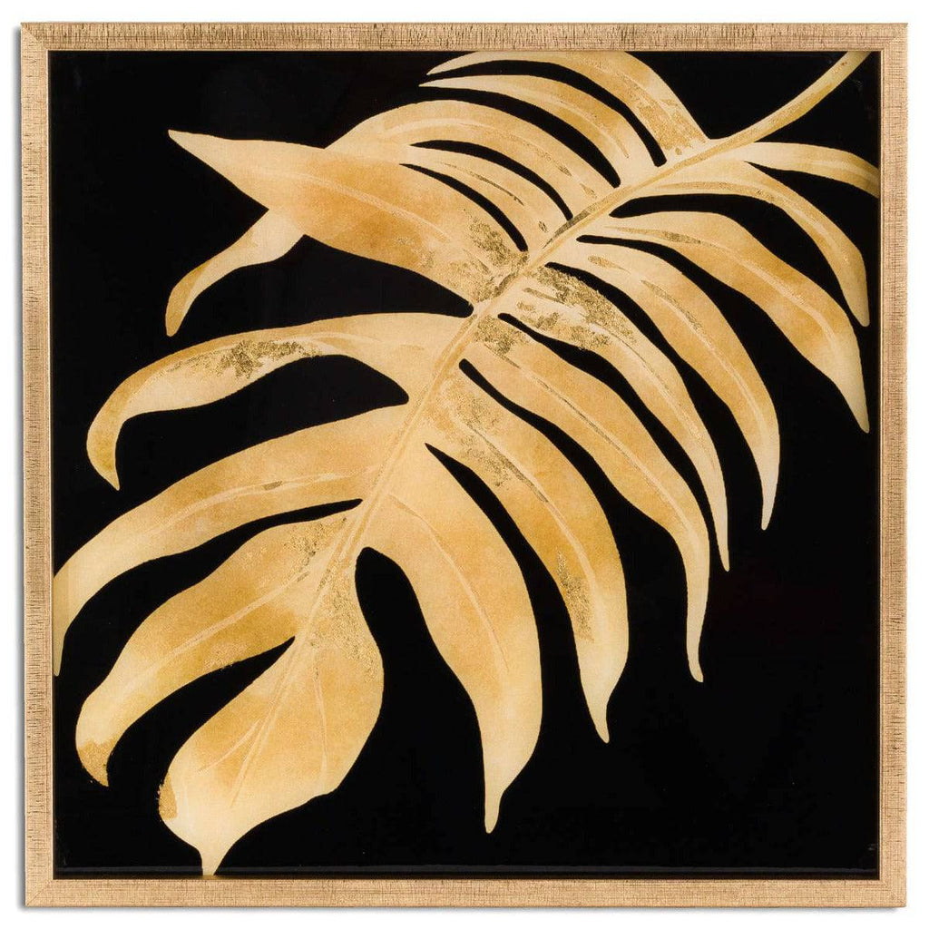 Metallic Palm Glass Image In Gold Frame - Price Crash Furniture