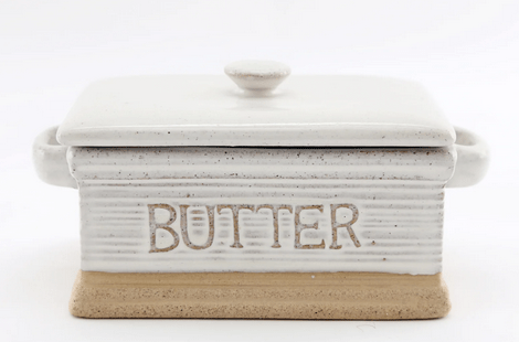 Natural Ceramic Butter Dish 19cm - Price Crash Furniture