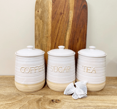 Natural Ceramic Tea Coffee Sugar Set - Price Crash Furniture