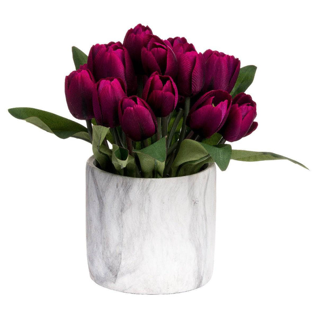 Purple Tulips In Marble Pot - Price Crash Furniture