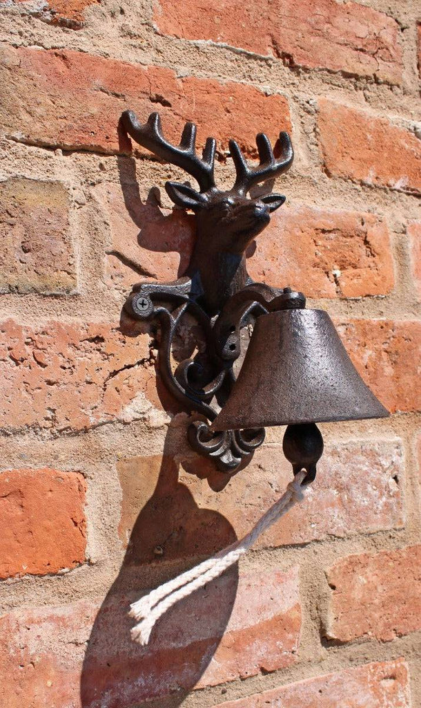 Rustic Cast Iron Wall Bell, Reindeer Head Bust - Price Crash Furniture