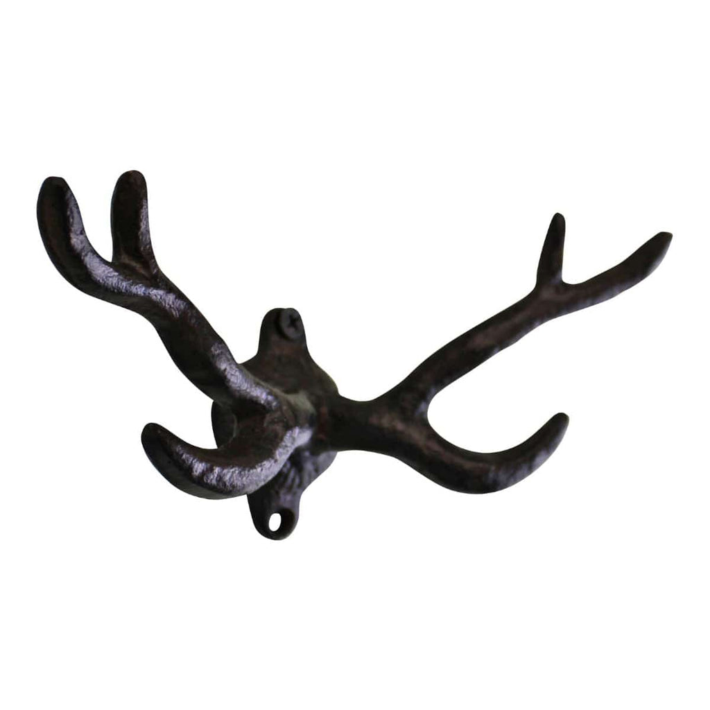 Rustic Cast Iron Wall Hooks, Stag Antlers, Small - Price Crash Furniture