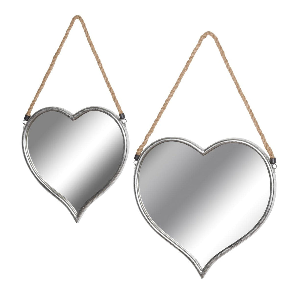 Set Of Two Heart Mirrors With Rope Detail - Price Crash Furniture