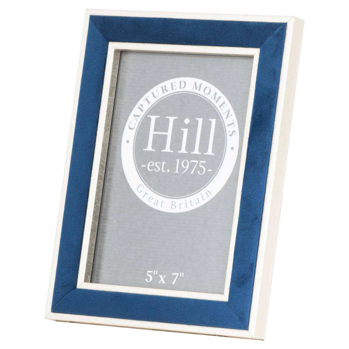 Silver Edged Navy Velvet 5X7 Photo Frame - Price Crash Furniture
