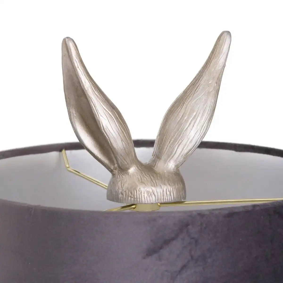 Silver Hare Table Lamp With Grey Velvet Shade - Price Crash Furniture