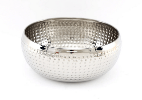 Silver Metal Bowl With Hammered Detail Small - Price Crash Furniture