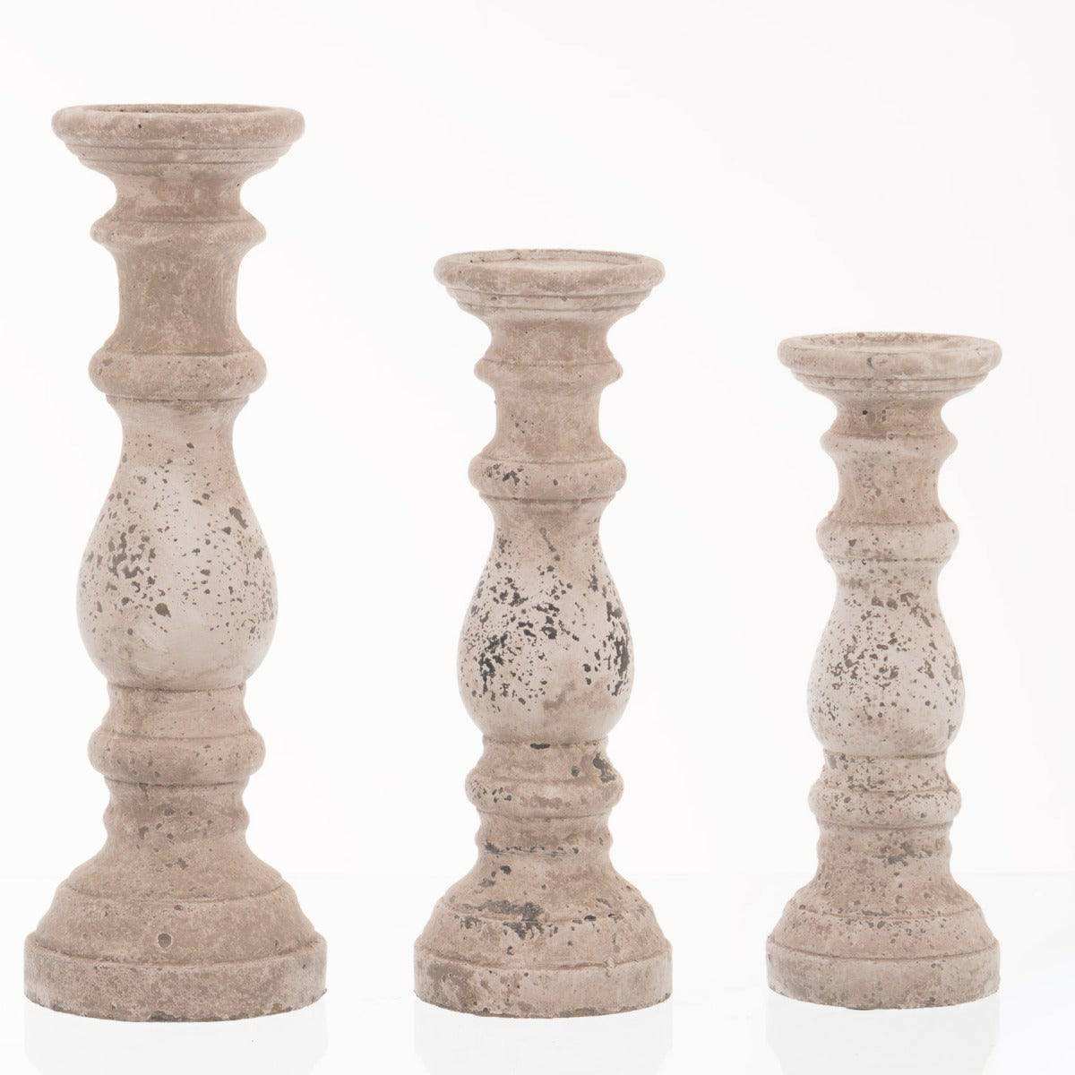Large Stone Ceramic Column Candle Holder - Price Crash Furniture