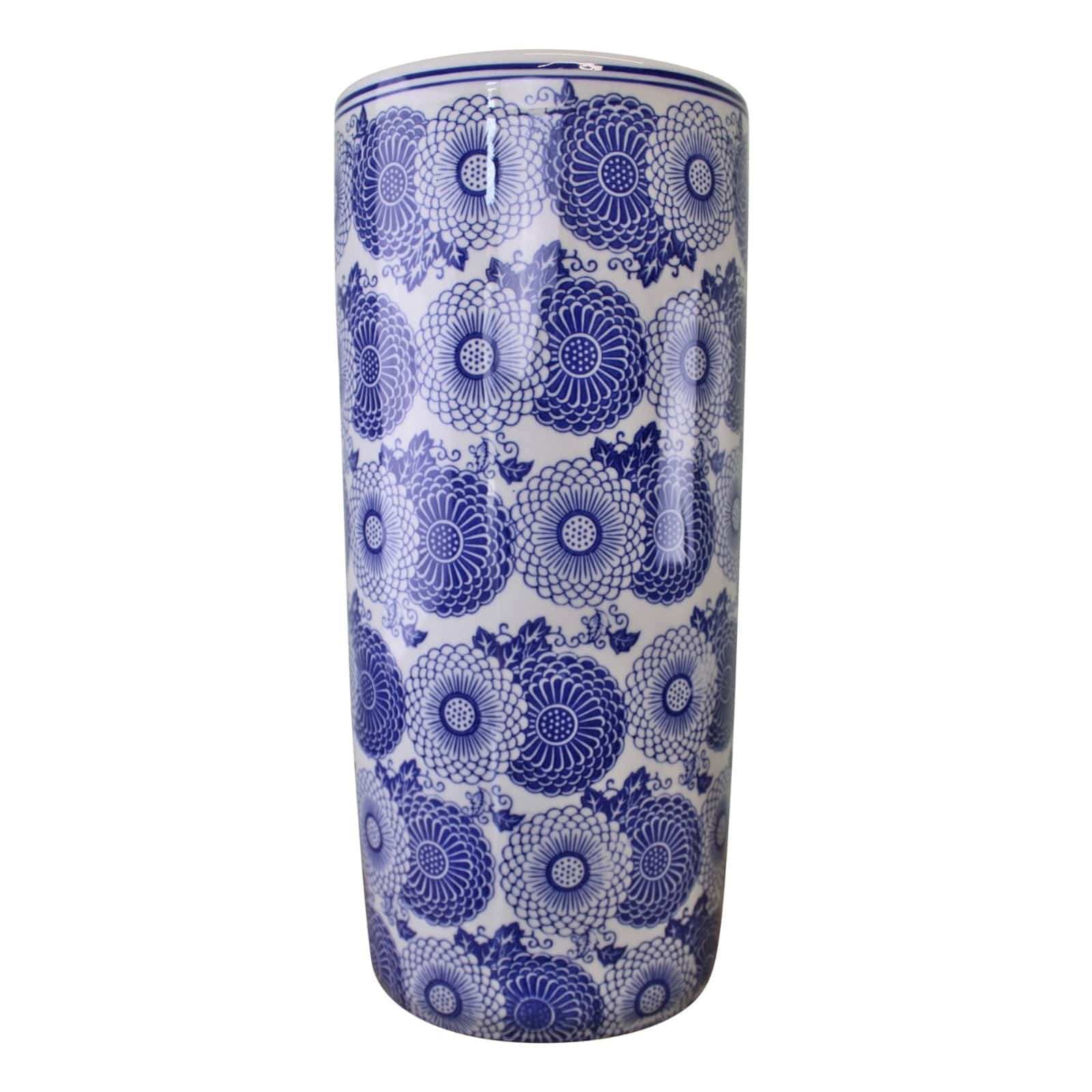 Umbrella Stand, Vintage Blue & White Marigold Design - Price Crash Furniture