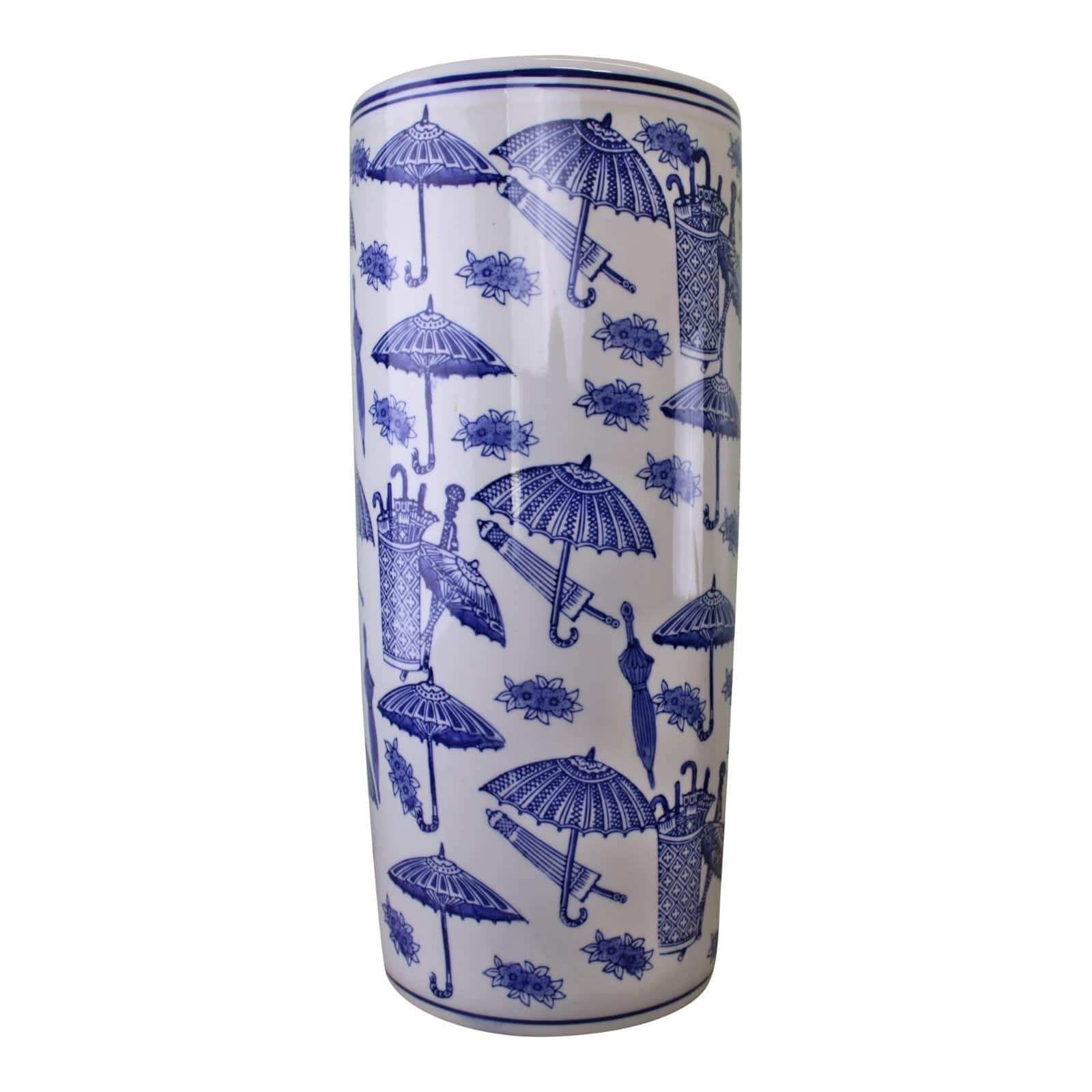 Umbrella Stand, Vintage Blue & White Umbrella Design - Price Crash Furniture