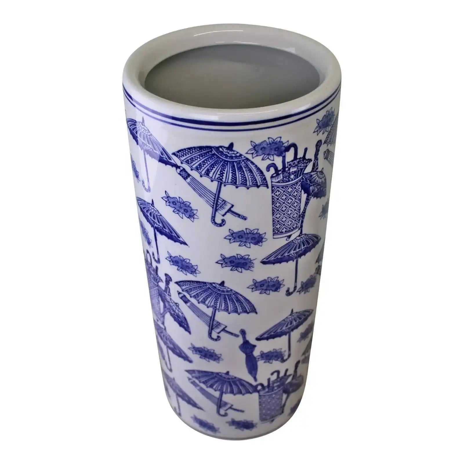Umbrella Stand, Vintage Blue & White Umbrella Design - Price Crash Furniture