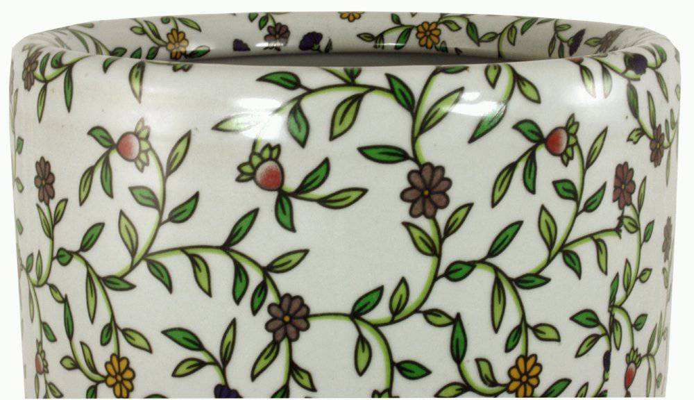 Umbrella Stand, Vintage Green & White Floral Design - Price Crash Furniture