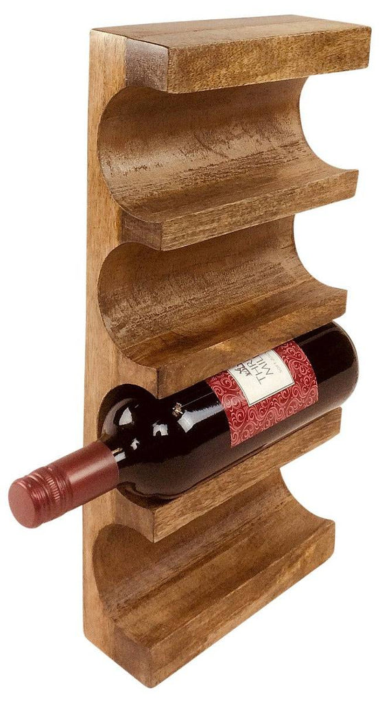 Wall Mounted Wooden Wine Rack - 4 Bottles - Price Crash Furniture