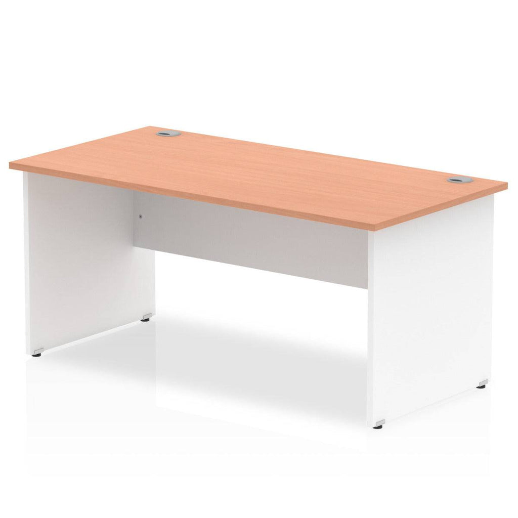 Impulse 800mm Straight Desk with Beech Top and White Panel End Leg - Price Crash Furniture