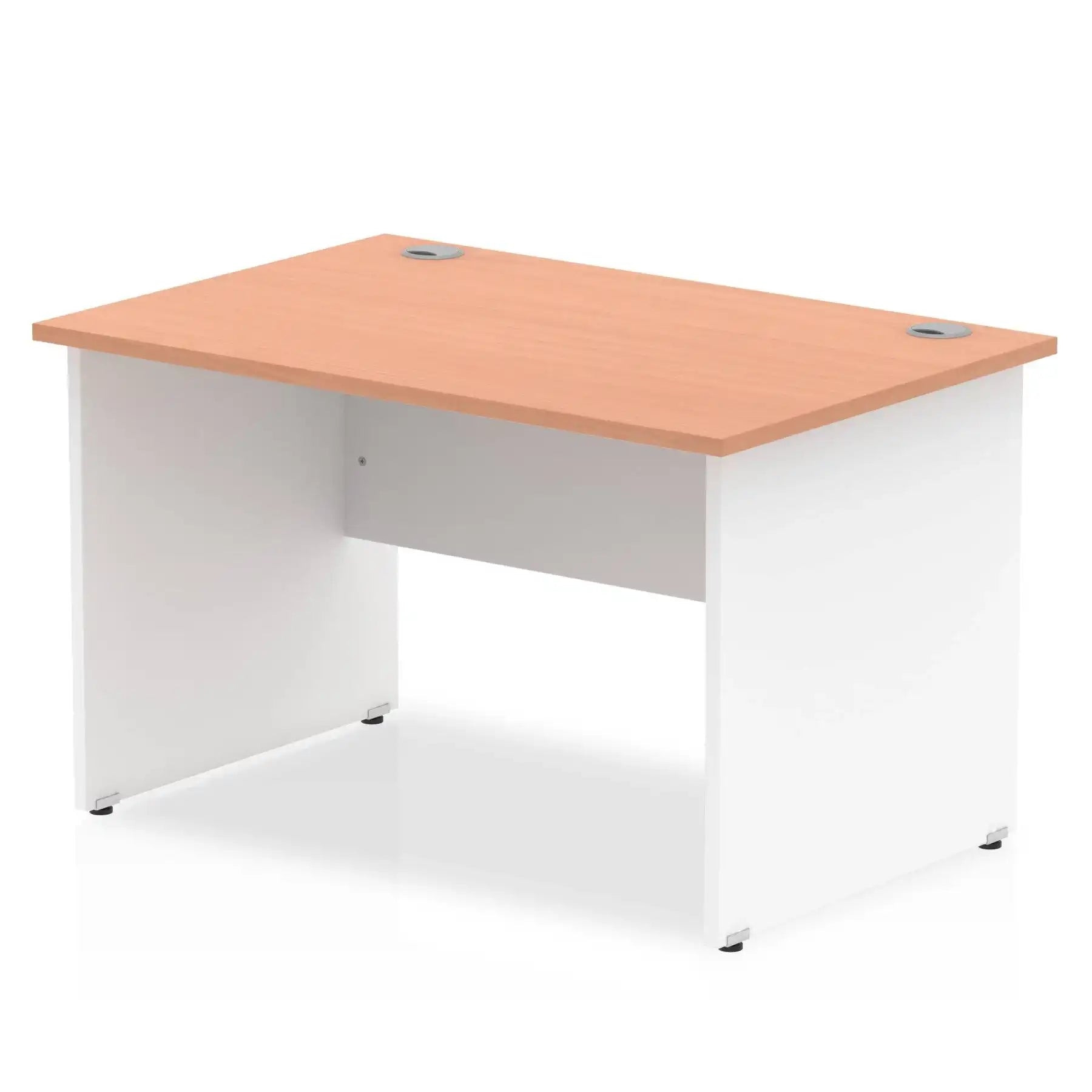 Impulse 800mm Straight Desk with Beech Top and White Panel End Leg - Price Crash Furniture