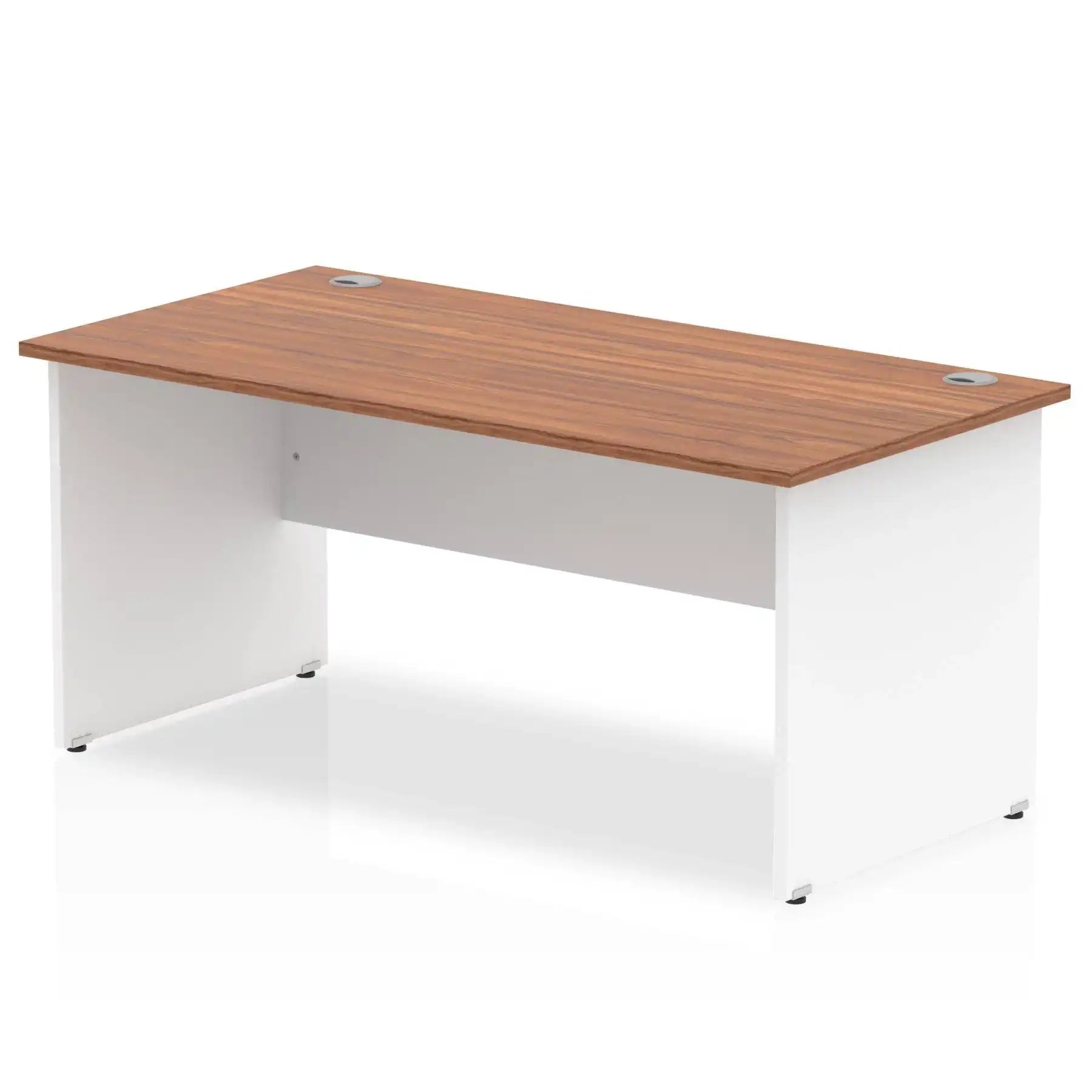 Impulse 800mm Straight Desk with Walnut Top and White Panel End Leg - Price Crash Furniture