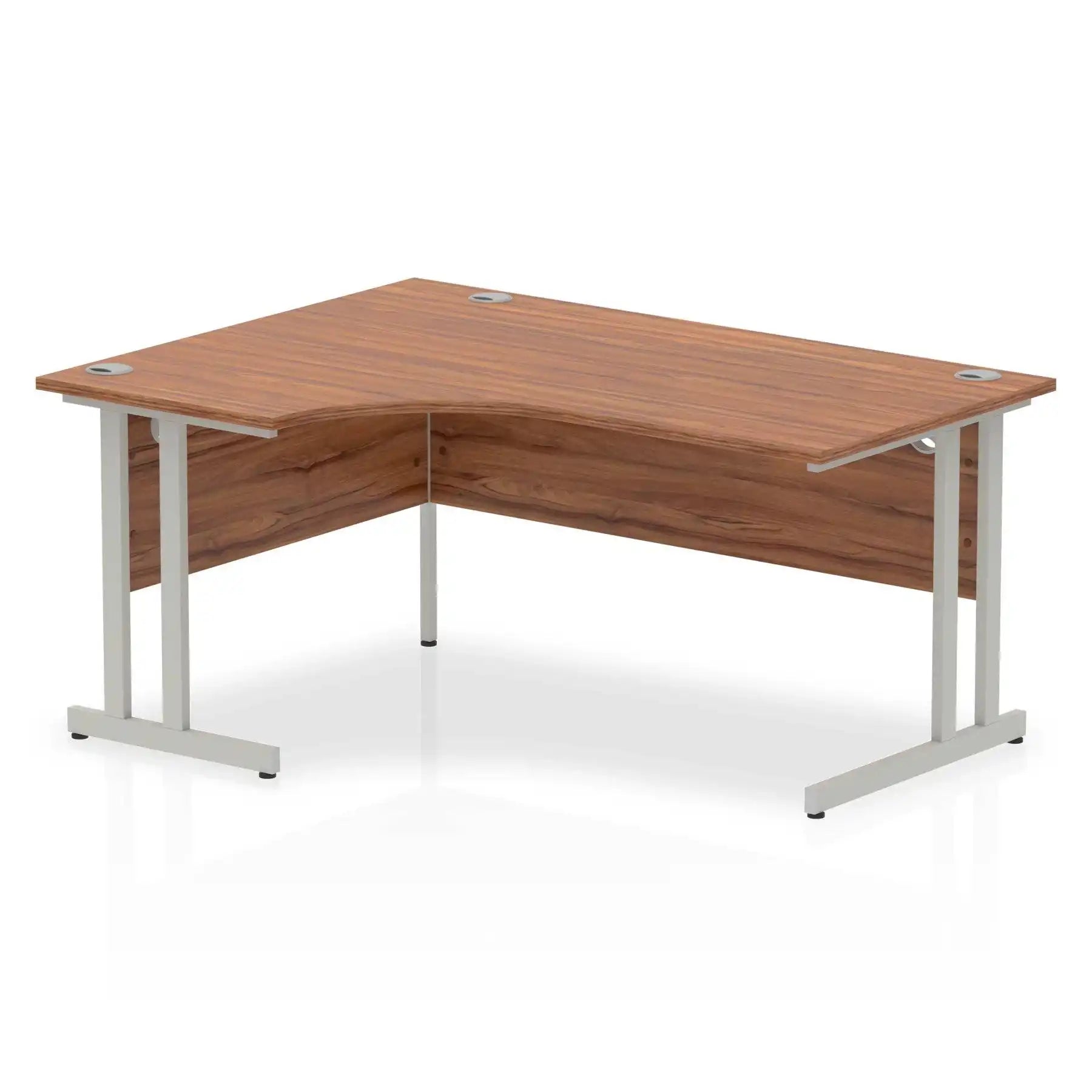 Impulse Crescent Desk Walnut Top Silver Cantilever Leg - Price Crash Furniture