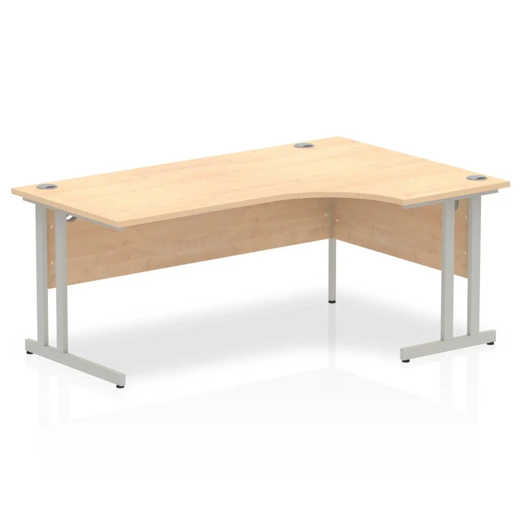 Impulse Crescent Desk with Maple Top and Silver Cantilever Leg - Price Crash Furniture
