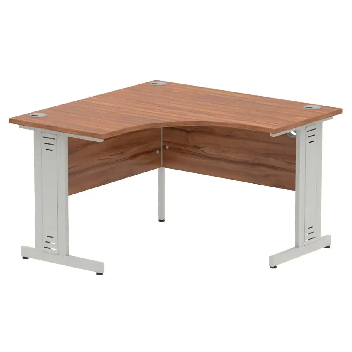 Impulse Crescent Desk with Walnut Top and Silver Cable Managed Leg - Price Crash Furniture