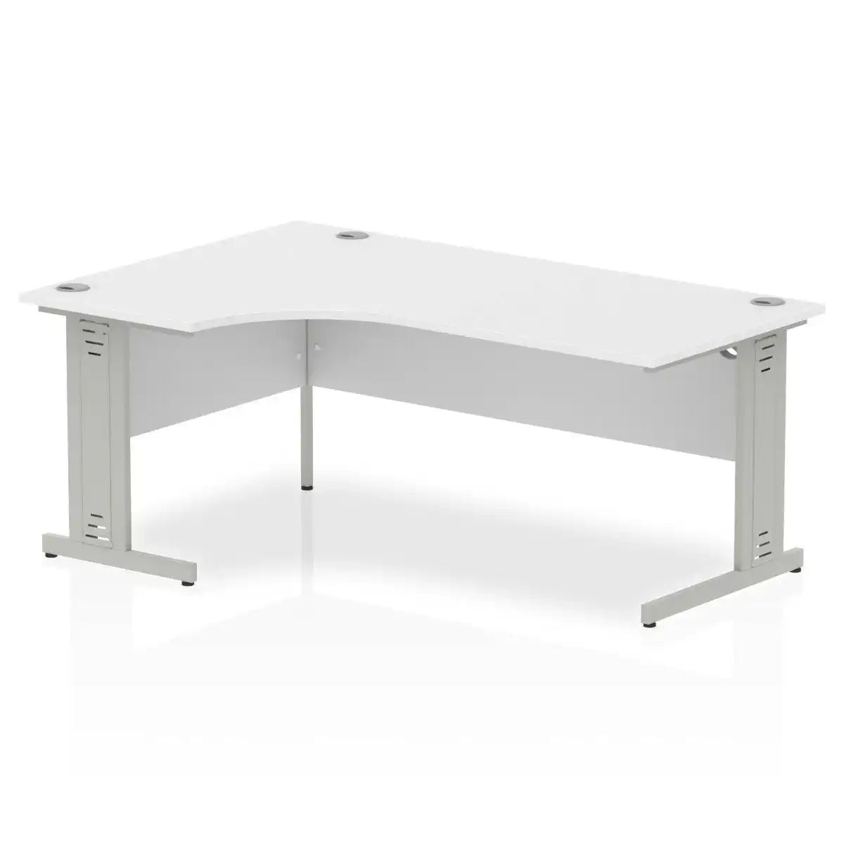 Impulse Crescent Desk with White Top and Silver Cable Managed Leg - Price Crash Furniture