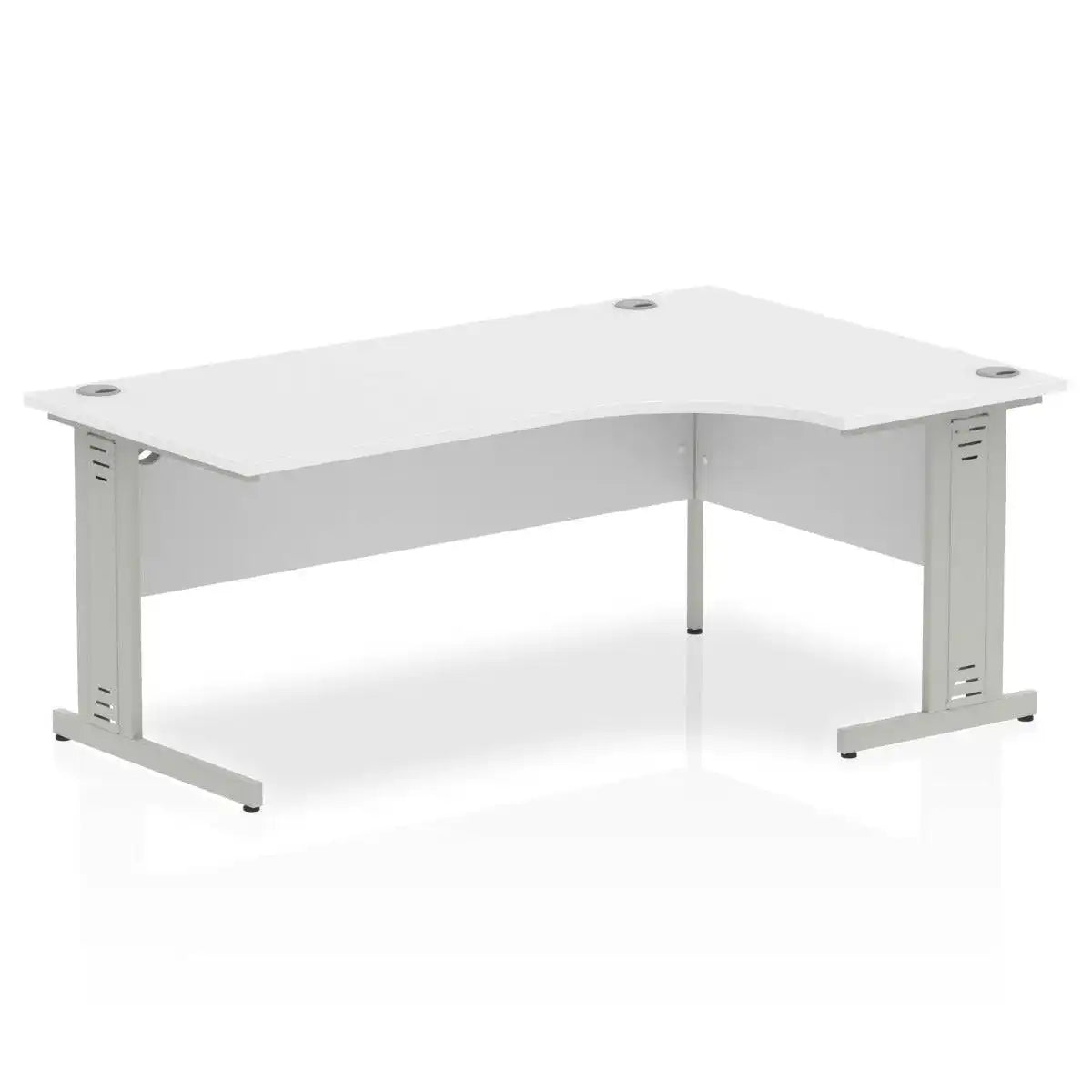 Impulse Crescent Desk with White Top and Silver Cable Managed Leg - Price Crash Furniture