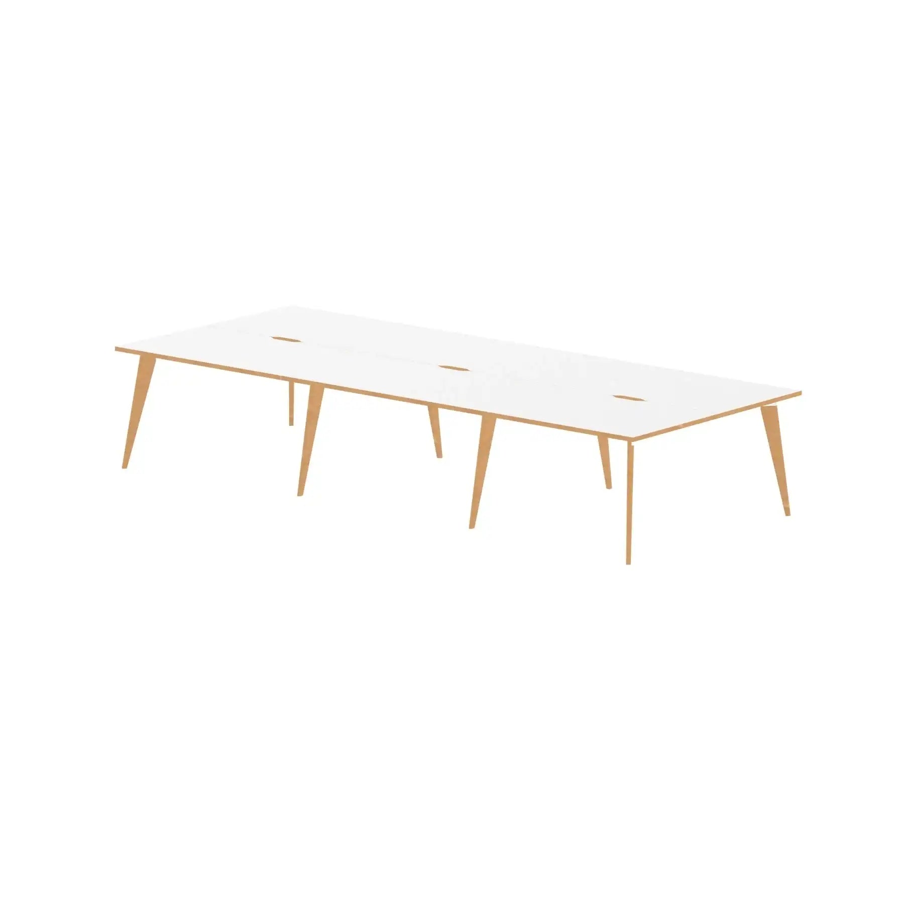 Oslo 1200mm B2B 2/4/6 Person Desk with White Top, Natural Wood Edge and White Frame - Price Crash Furniture