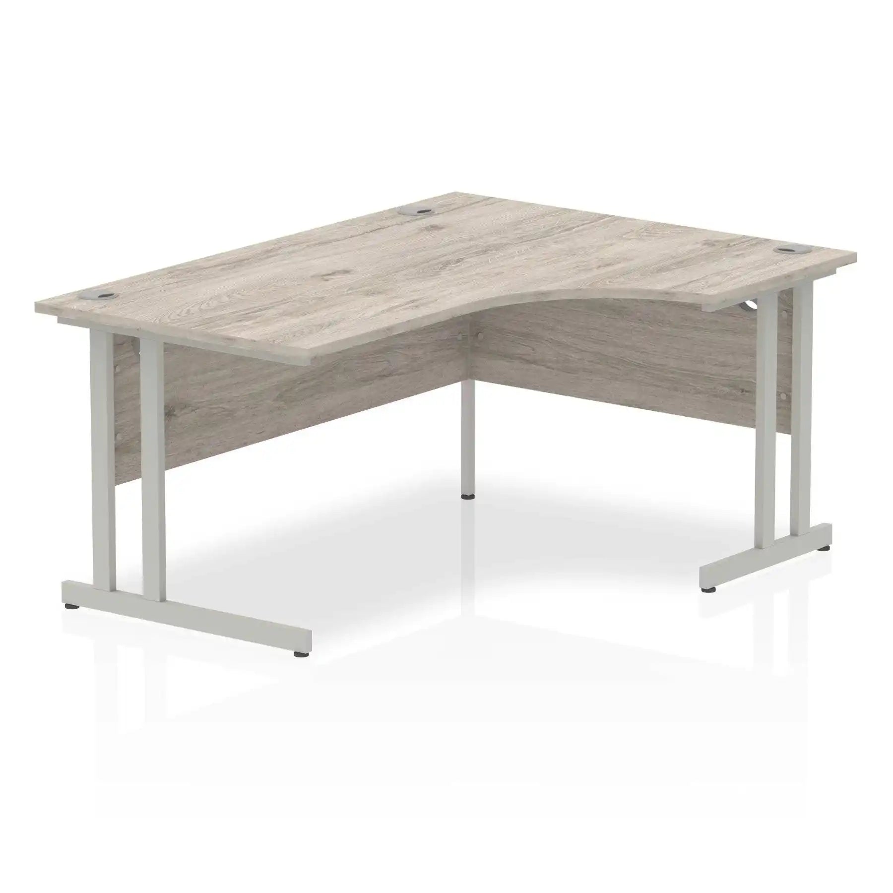 Impulse Crescent Desk with Grey Oak Top and Silver Cantilever Leg - Price Crash Furniture