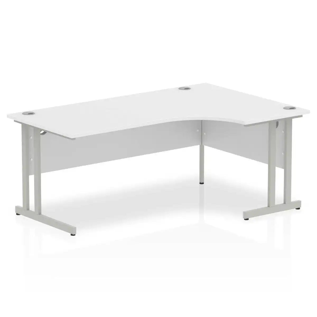 Impulse Crescent Desk with White Top and Silver Cantilever Leg - Price Crash Furniture