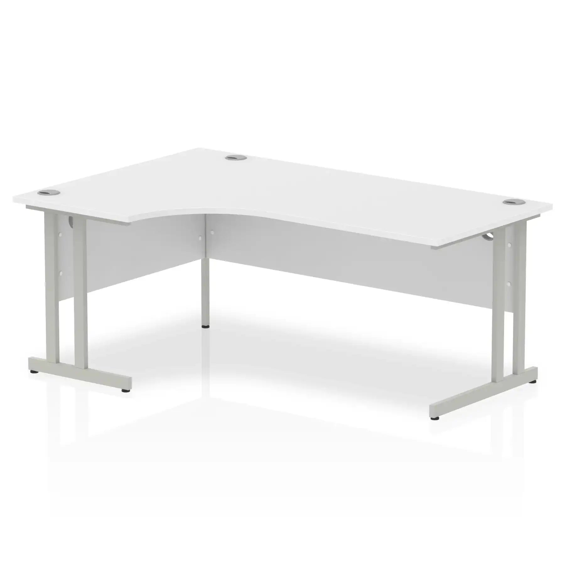 Impulse Crescent Desk with White Top and Silver Cantilever Leg - Price Crash Furniture