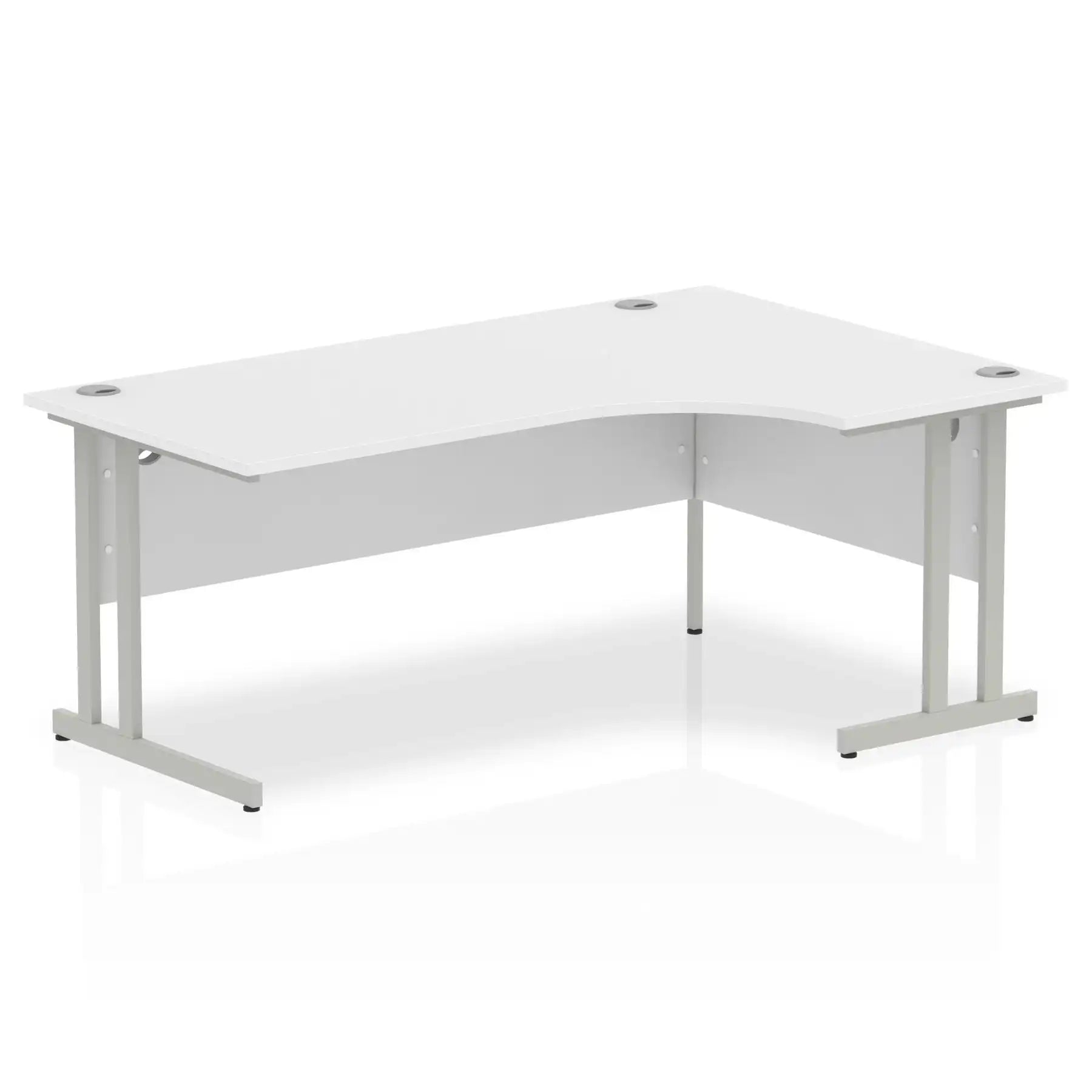 Impulse Crescent Desk with White Top and Silver Cantilever Leg - Price Crash Furniture