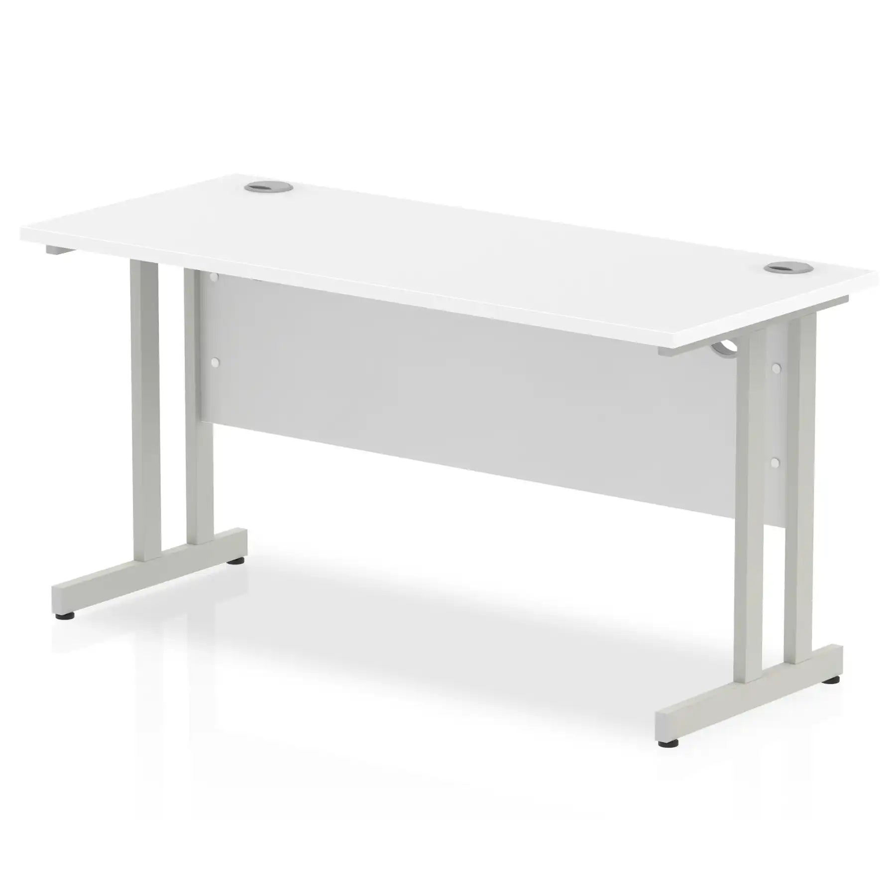 Impulse 600mm deep Straight Desk with White Top and Silver Cantilever Leg - Price Crash Furniture