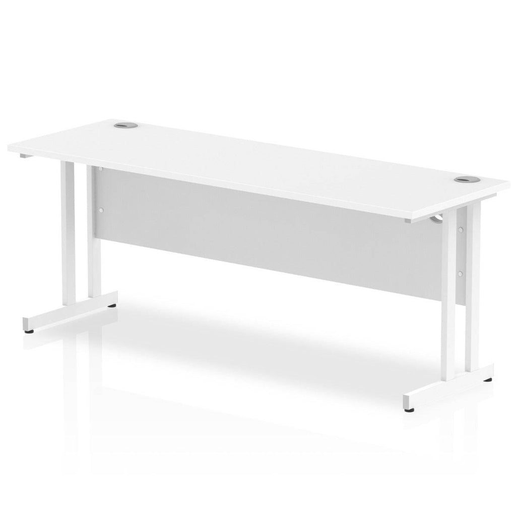 Impulse 600mm deep Straight Desk with White Top and White Cantilever Leg - Price Crash Furniture