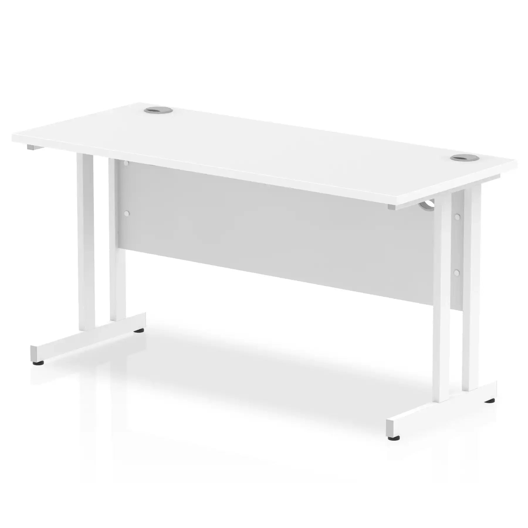 Impulse 600mm deep Straight Desk with White Top and White Cantilever Leg - Price Crash Furniture