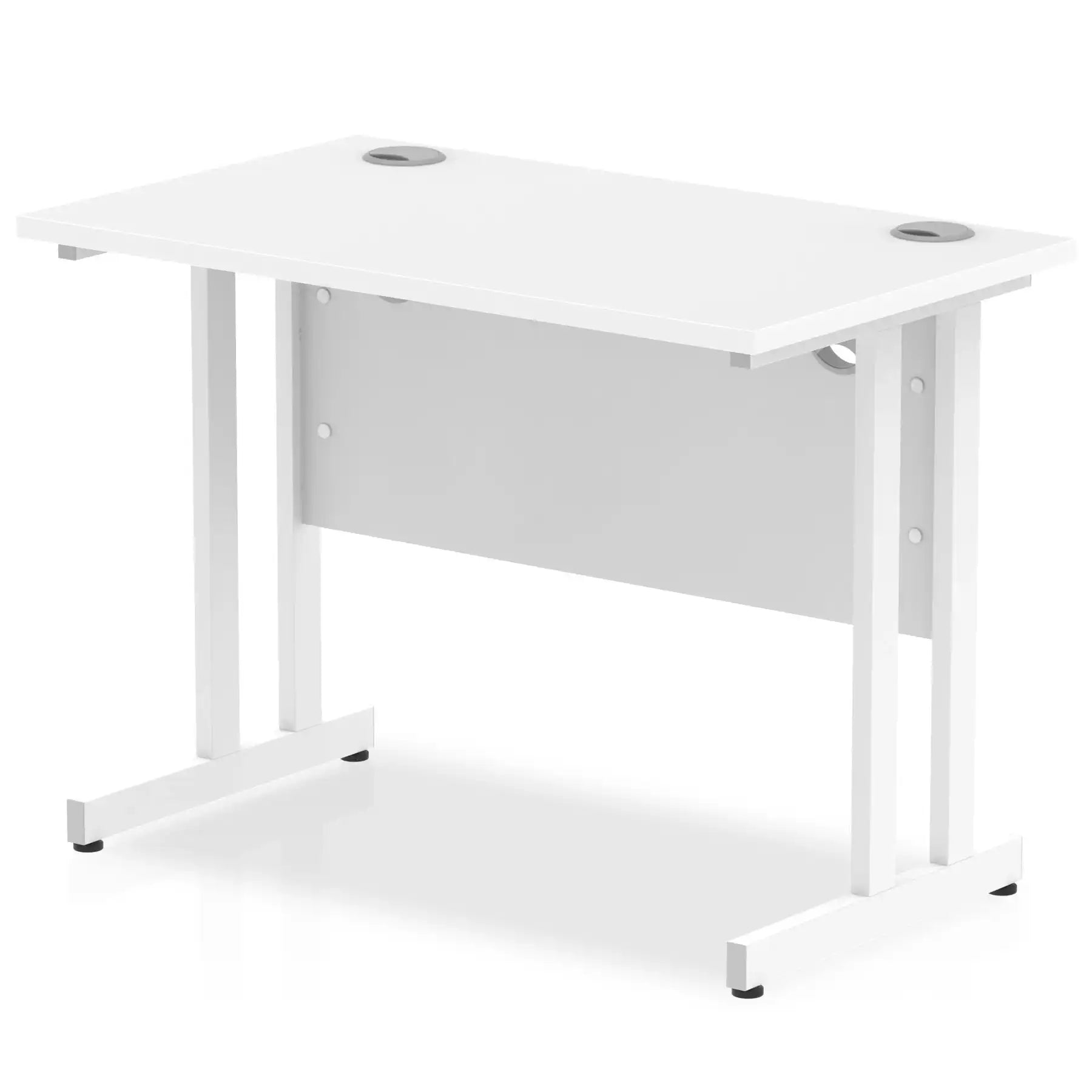 Impulse 600mm deep Straight Desk with White Top and White Cantilever Leg - Price Crash Furniture