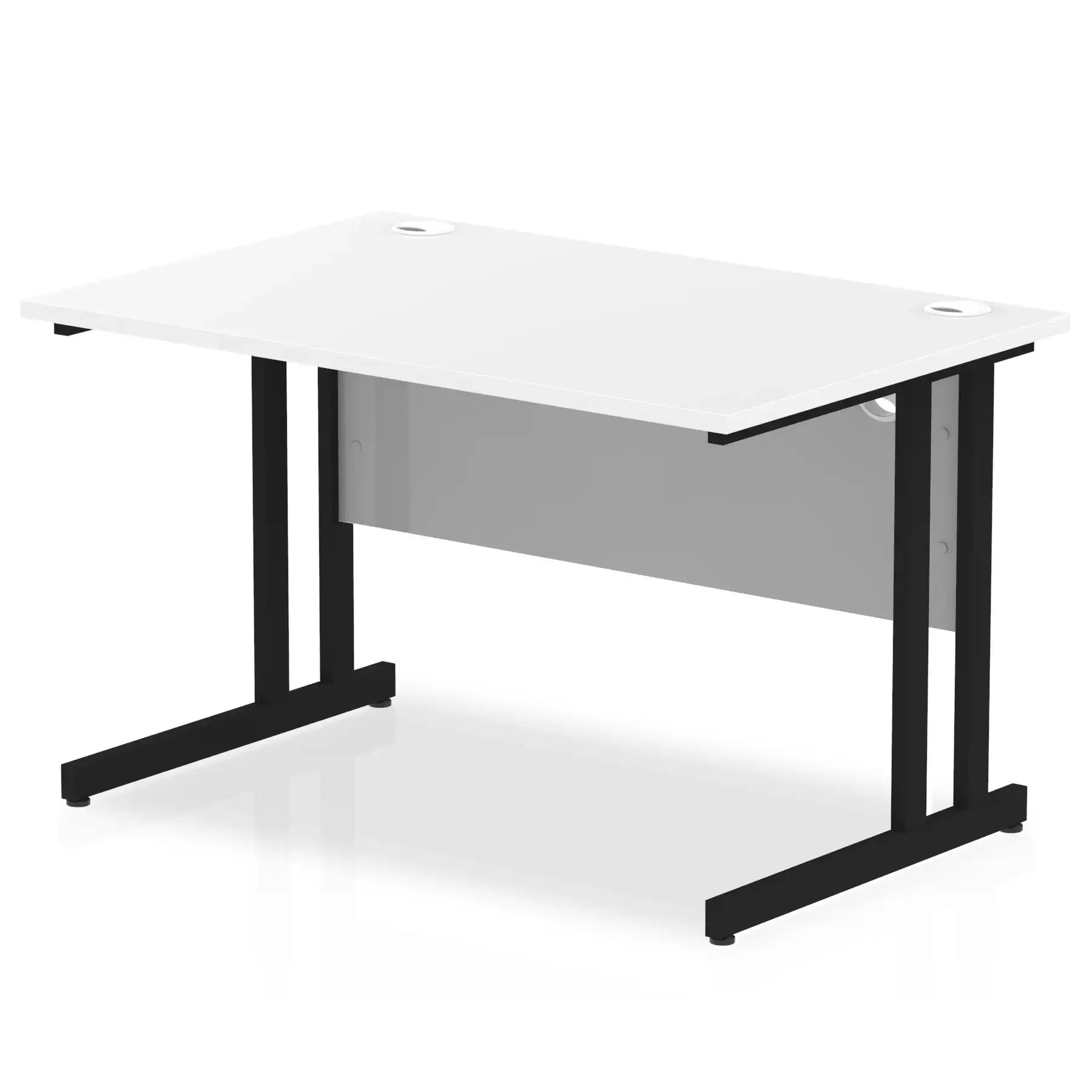Impulse 800mm deep Straight Desk with White Top and Black Cantilever Leg - Price Crash Furniture