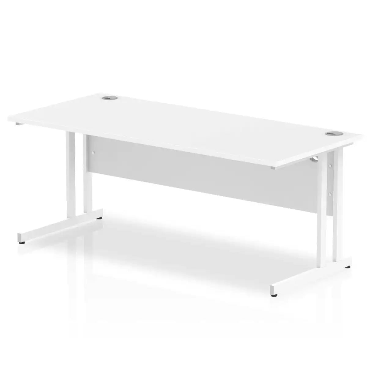 Impulse 800mm deep Straight Desk with White Top and White Cantilever Leg - Price Crash Furniture