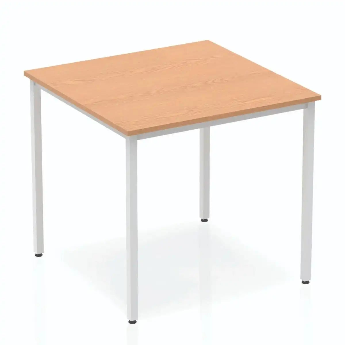 Impulse Straight Table with Oak Top and Silver Box Frame Leg - Price Crash Furniture