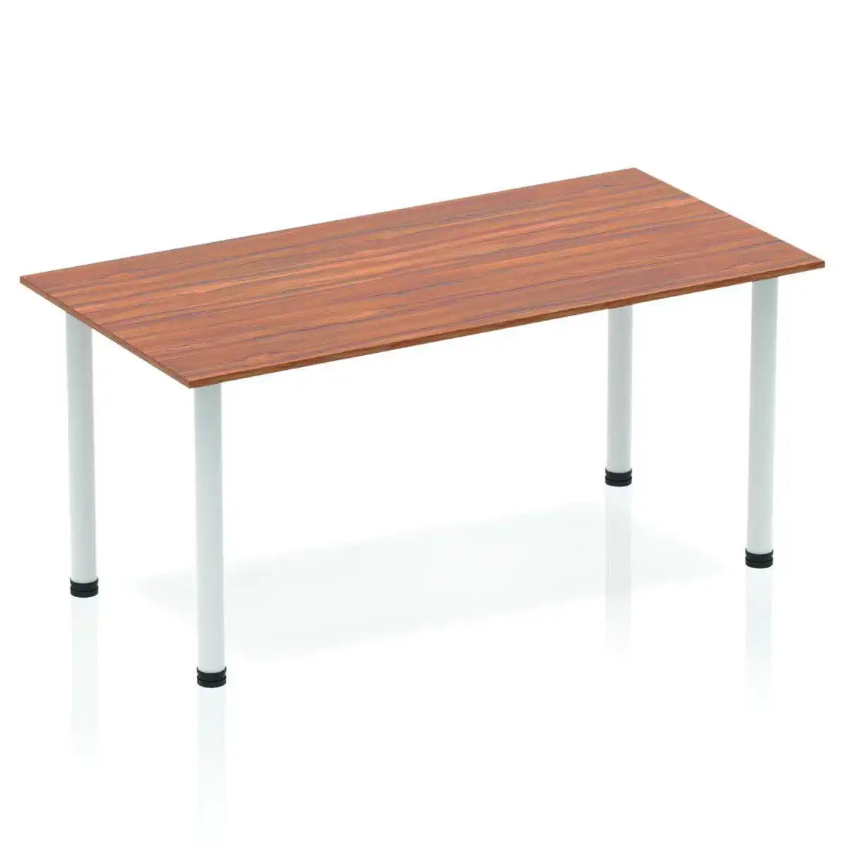 Impulse Straight Table with Walnut Top and Silver Post Leg - Price Crash Furniture