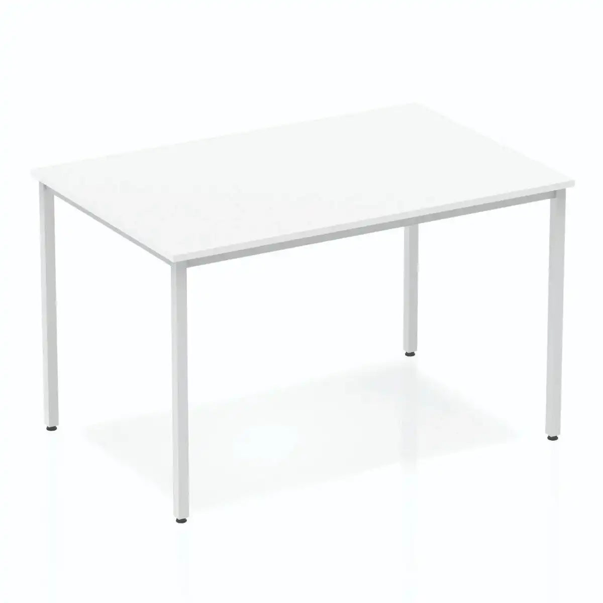 Impulse Straight Table with White Top and Silver Box Frame Leg - Price Crash Furniture