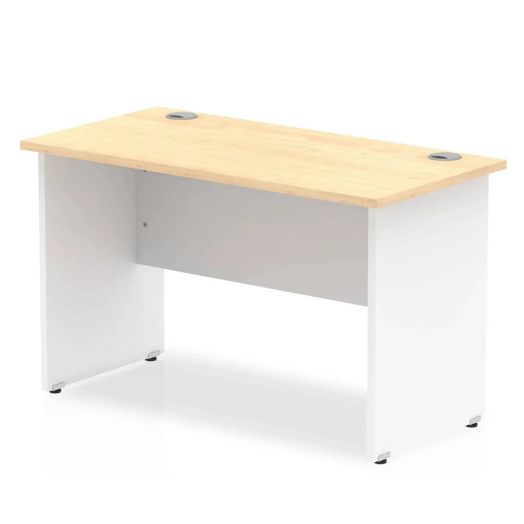 Impulse 600mm Straight Desk with Maple Top and White Panel End Leg - Price Crash Furniture