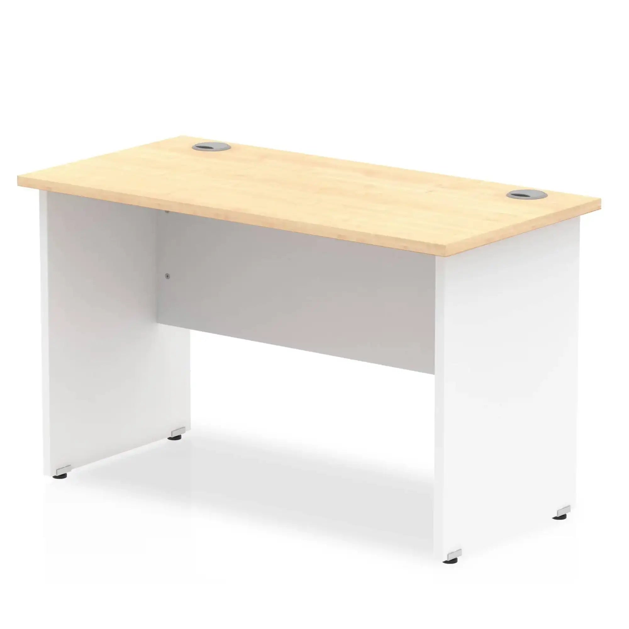 Impulse 600mm Straight Desk with Maple Top and White Panel End Leg - Price Crash Furniture